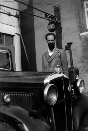 Cecil outside garage